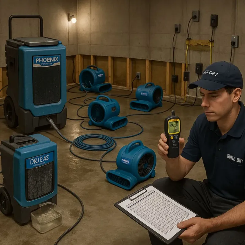 Structural Drying and Dehumidification process in McDowell County, NC